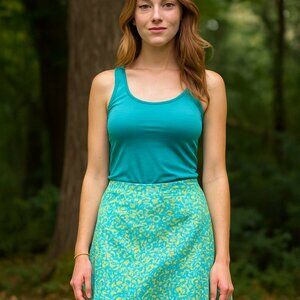 Context Women 14 Silk Blend Lined Sunflower Skirt Boho Tropical Preppy Beach Y2K